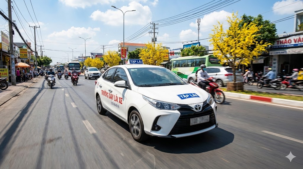 Học viên thực hành Bổ túc tay lái cuối năm cấp tốc đường trường